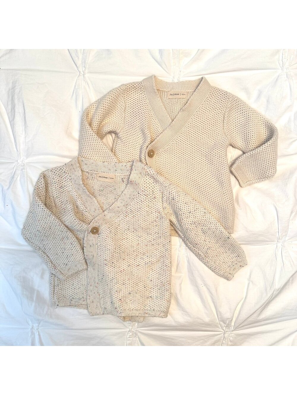 Fin & Vince Bundle of Two Knitted Wrap Cardigans - Milk and Confetti